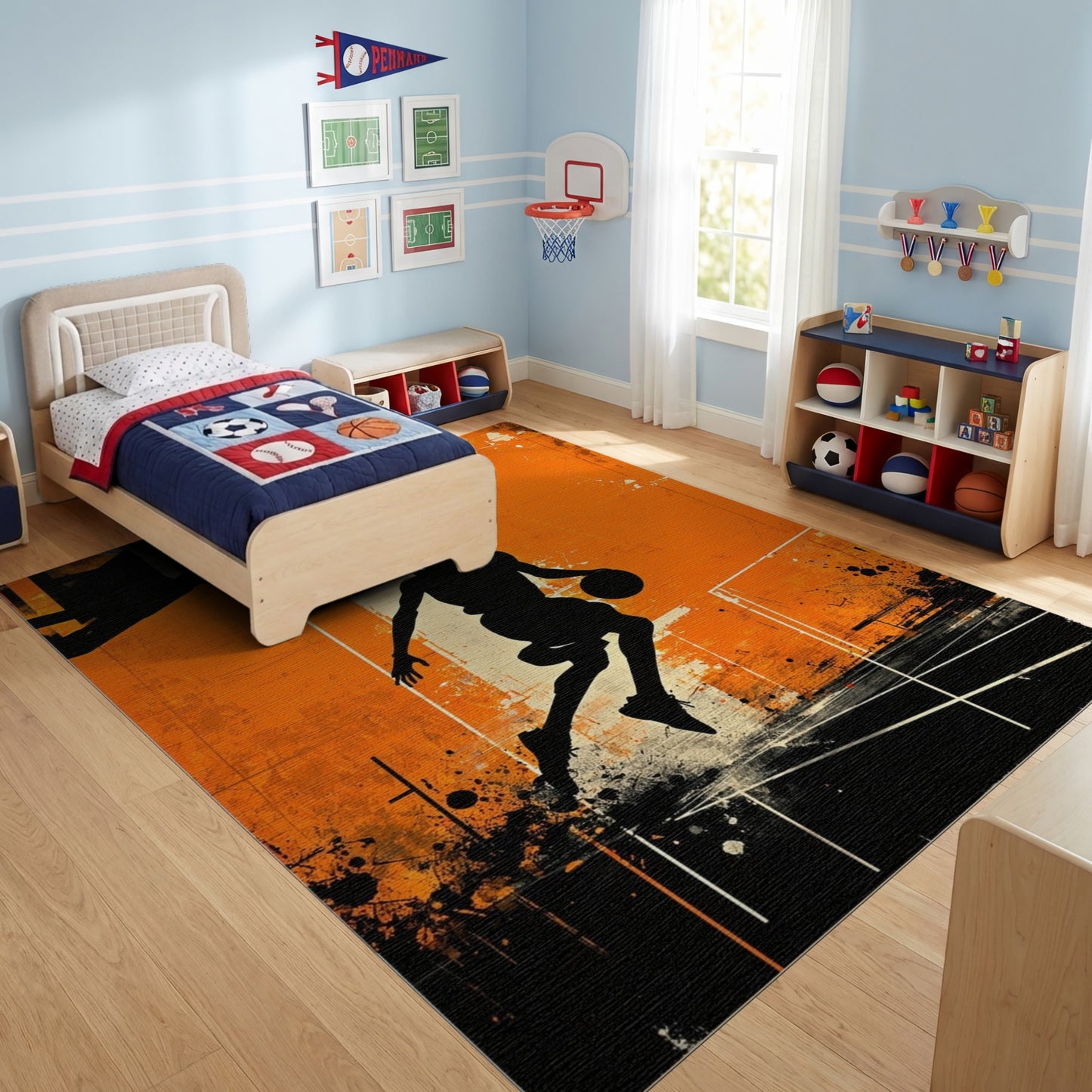 Distressed Orange Dunk Silhouette Rug