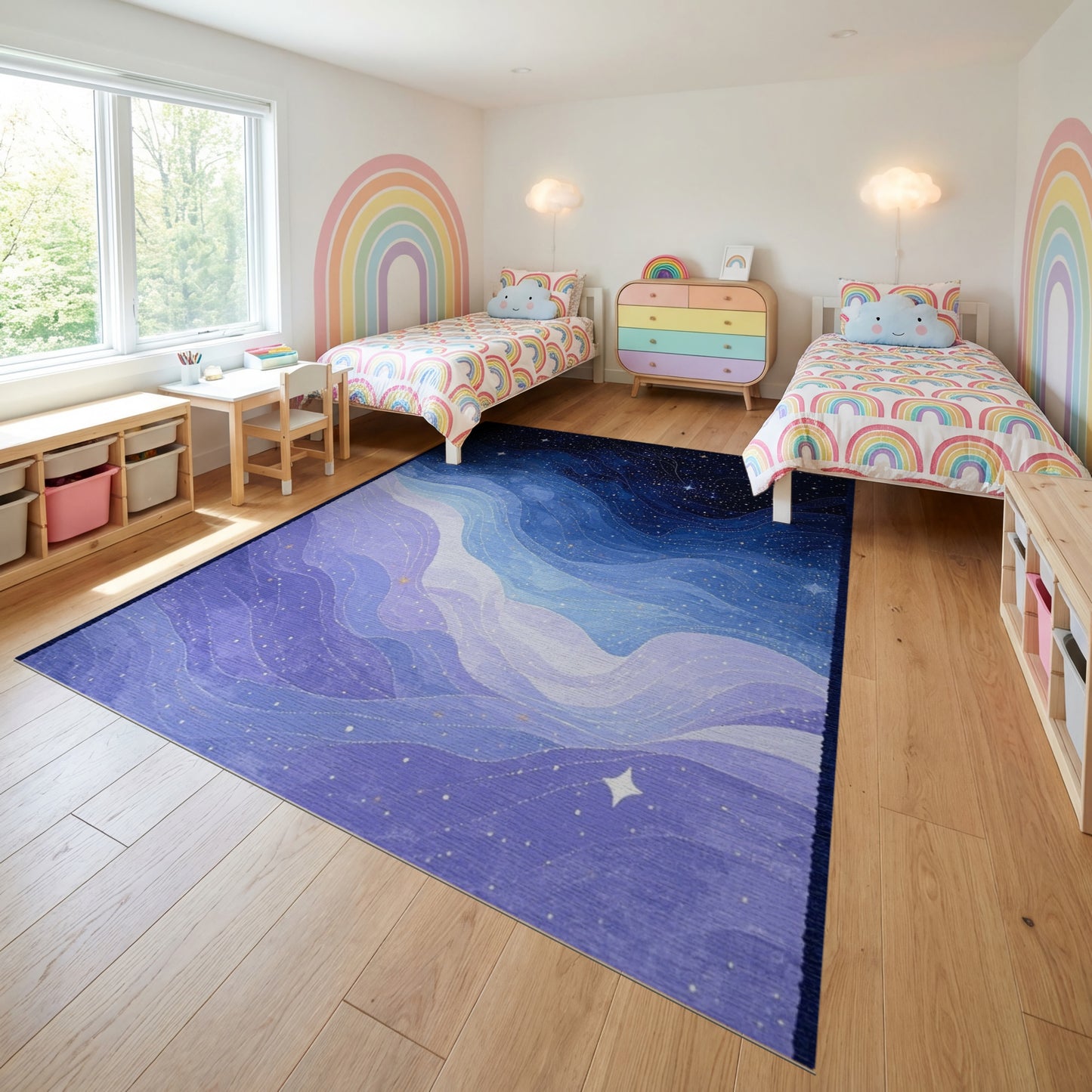 Starry Wavy Blue Purple Rug