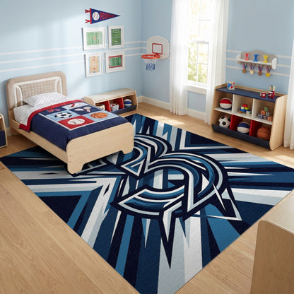Navy White Bold 3 Geometric Rug