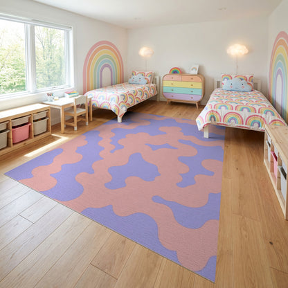 Pink Purple Wavy Organic Shapes Rug
