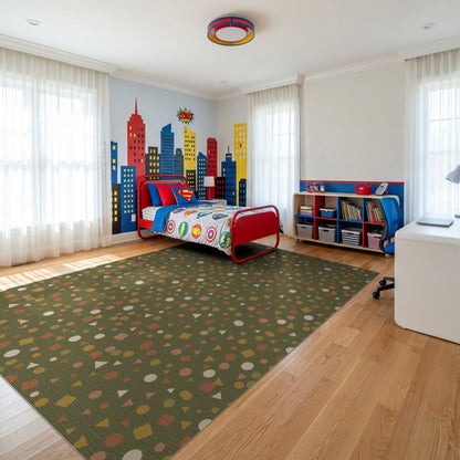 Scattered Earthy Geometric Shapes Rug