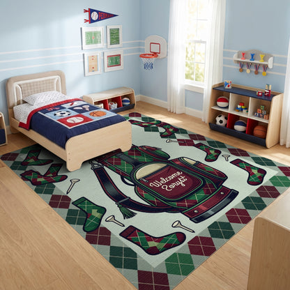 Whimsical Argyle Golf Bag Socks Rug