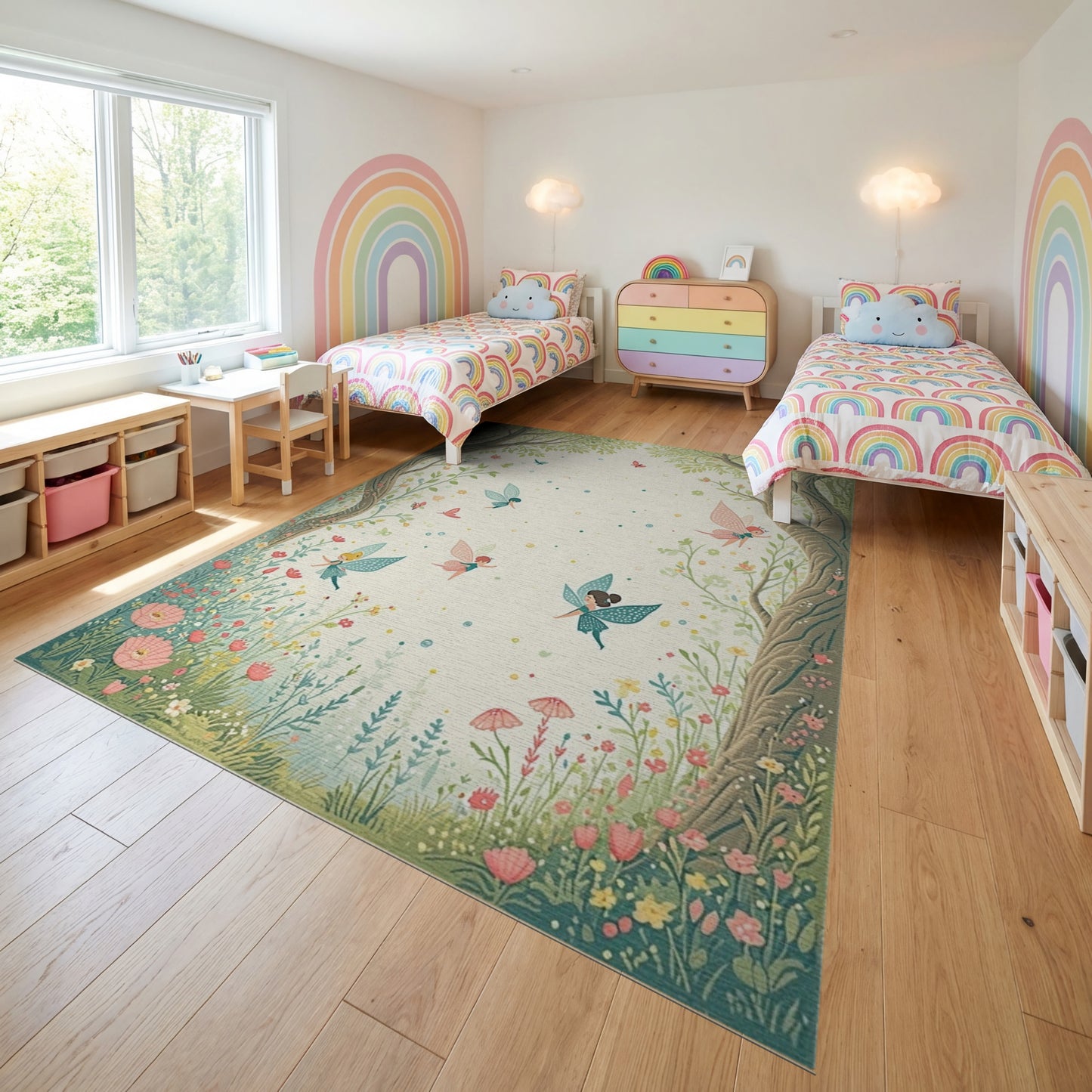 Whimsical Pastel Fairy Forest Rug