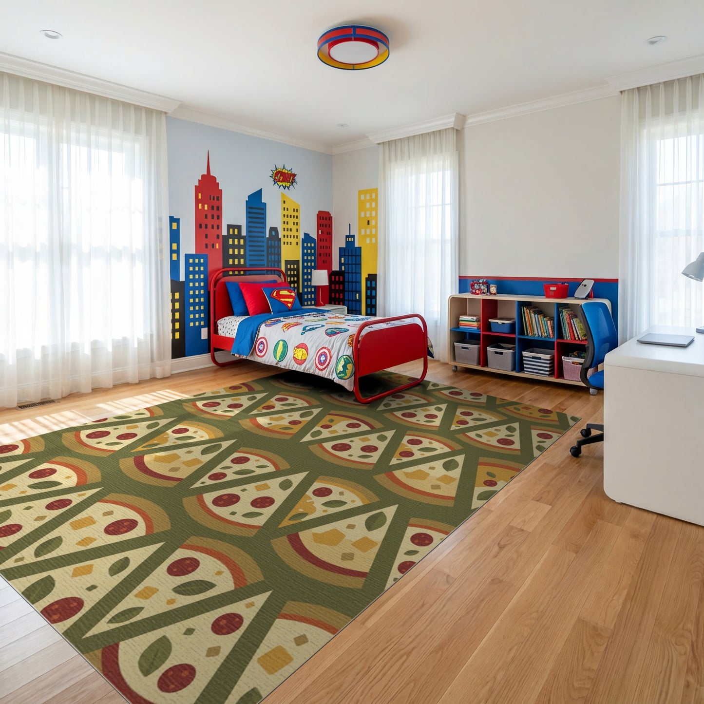 Playful Pepperoni Pizza Slices Rug