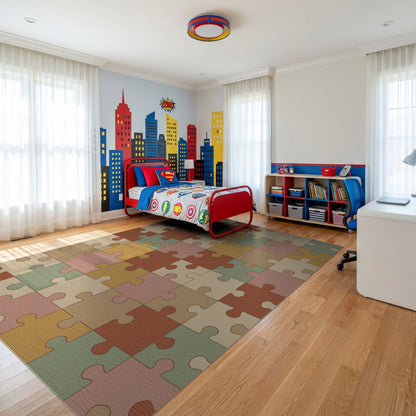 Warm Earthy Puzzle Mosaic Rug