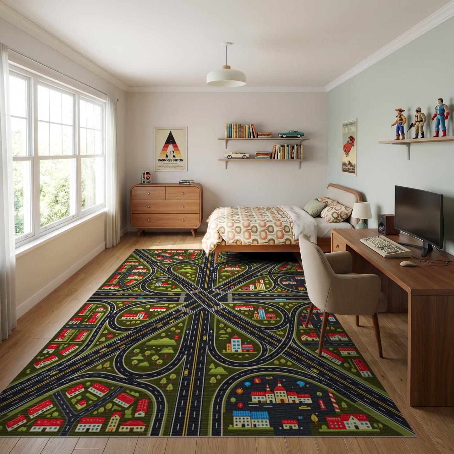 Whimsical Urban Interchange Roads Rug