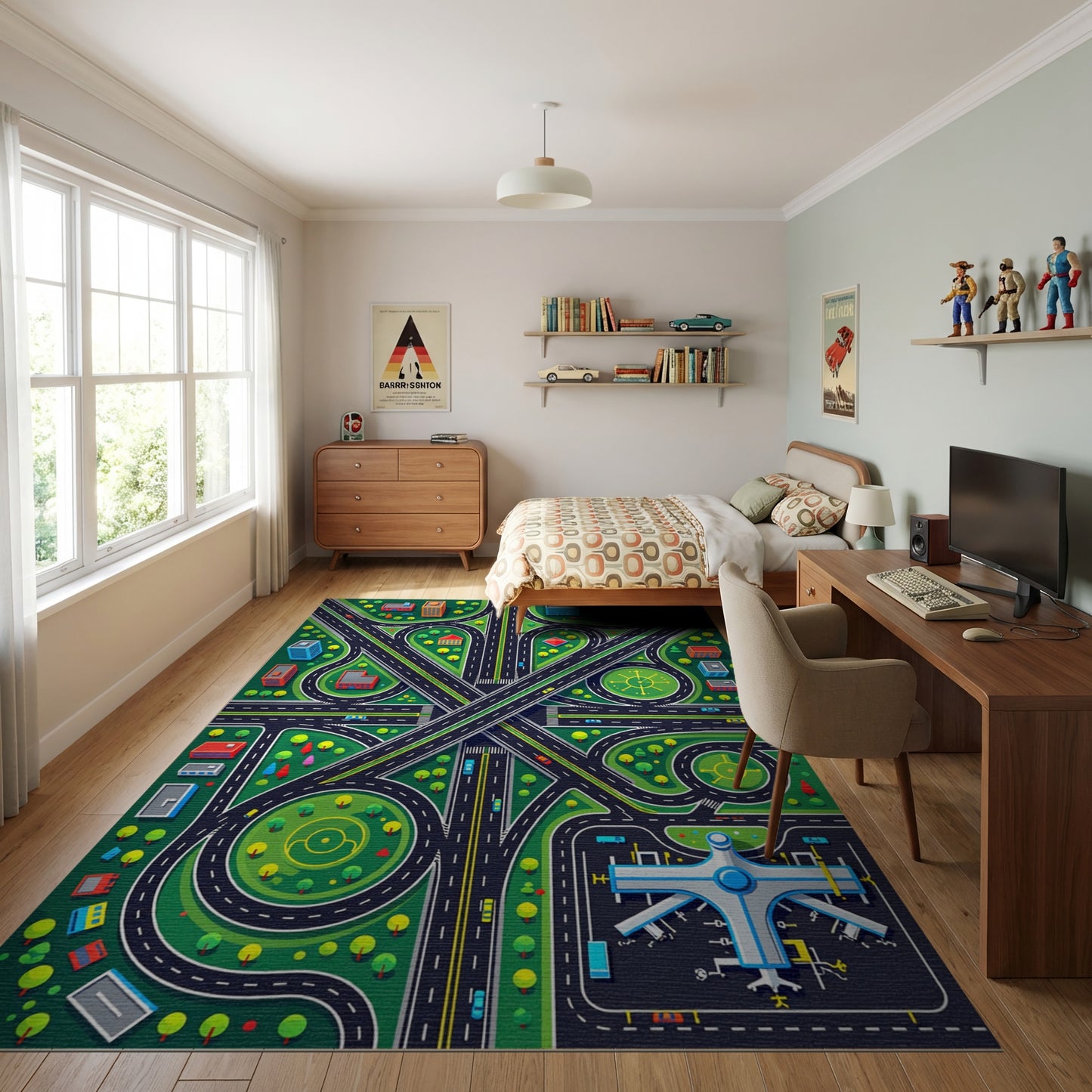 Vibrant City Roads Airport Rug