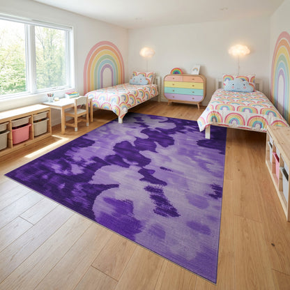 Fluid Purple Watercolor Abstract Rug