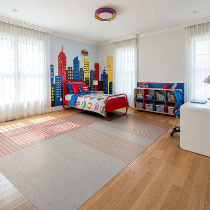 Coral Orange Gradient Striped Rug