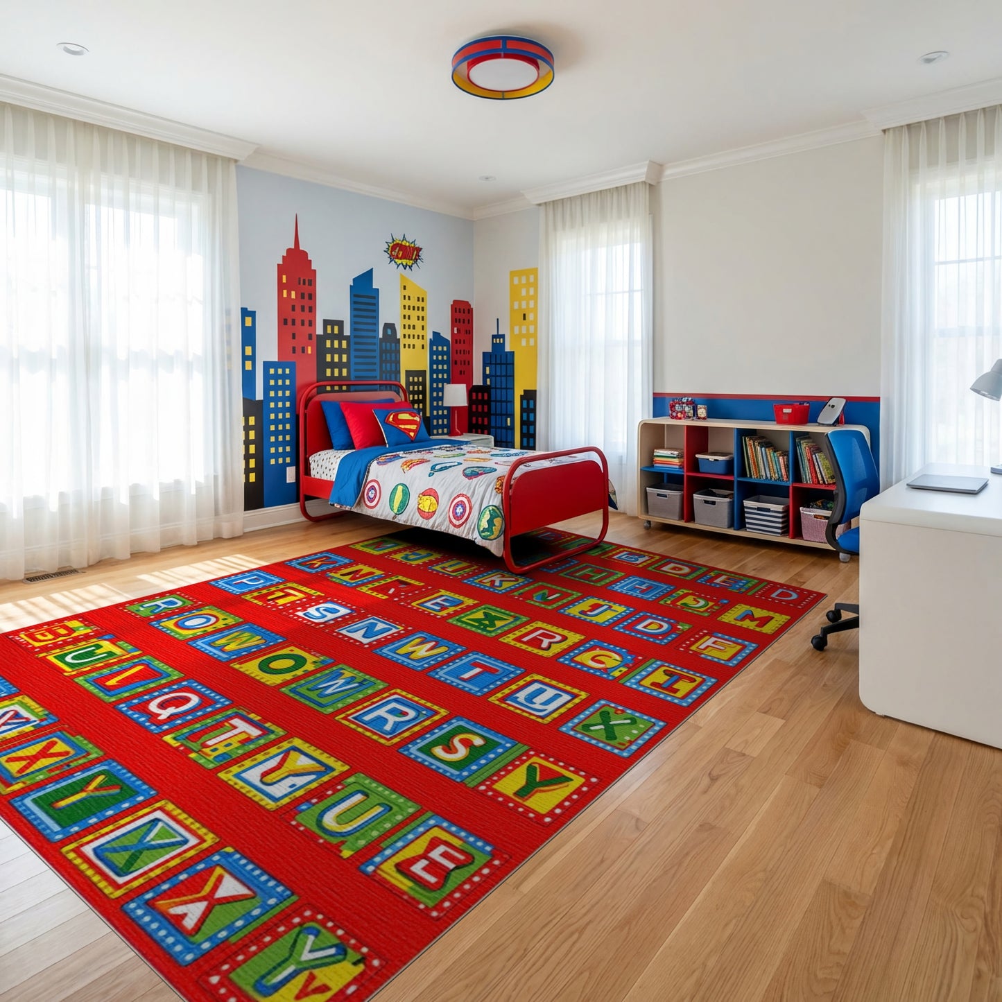 Vibrant Alphabet Block Letters Rug