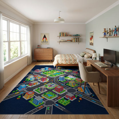 Colorful Isometric City Park Rug