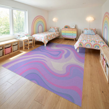 Purple Pink Wavy Swirls Abstract Rug