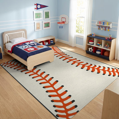 Classic Red Baseball Seam Rug