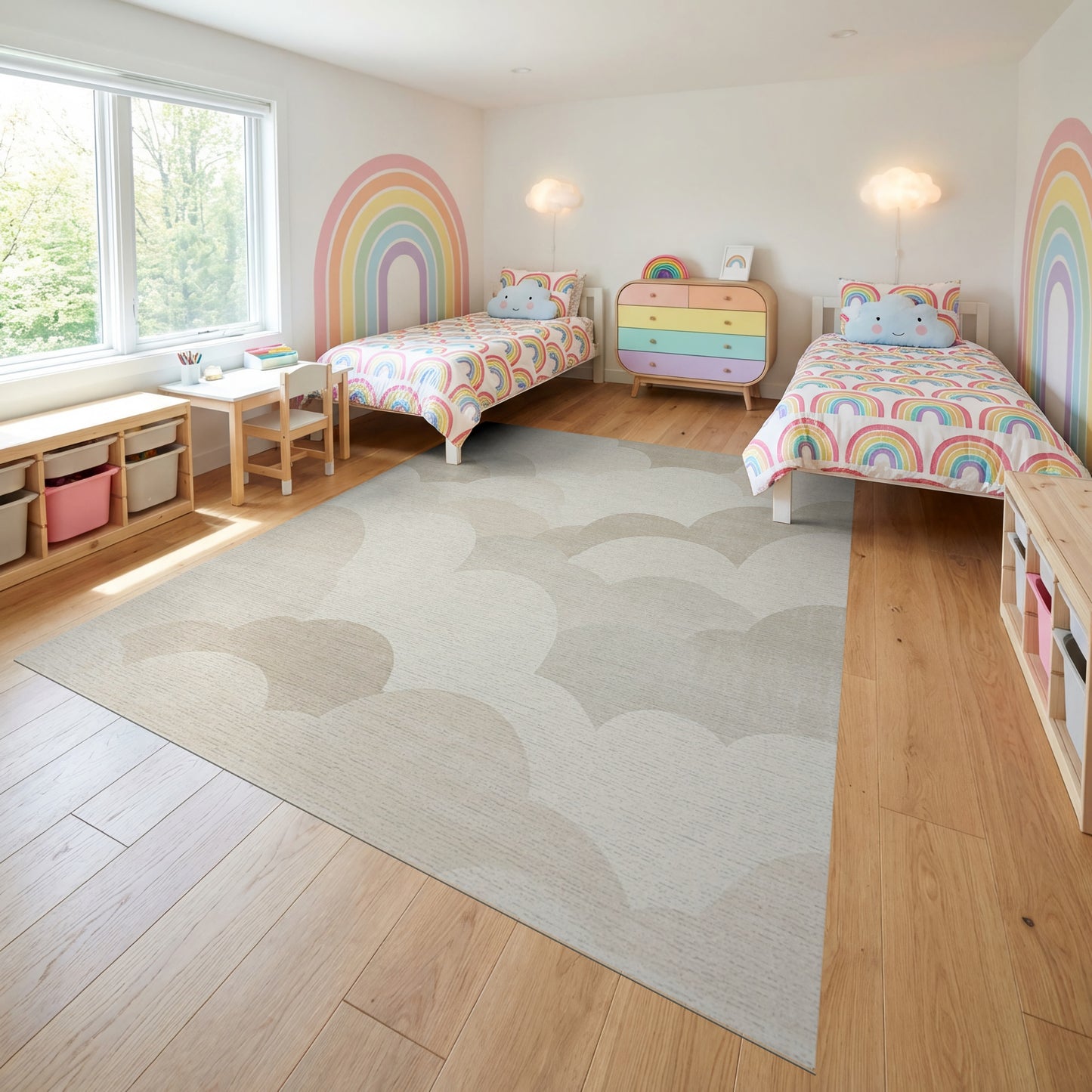 Soft Layered Clouds Beige Tones Rug