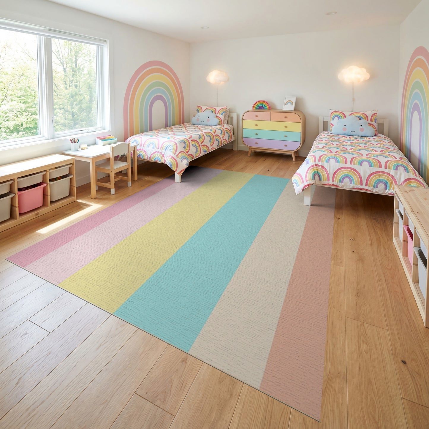 Soft Pastel Vertical Stripes Rug