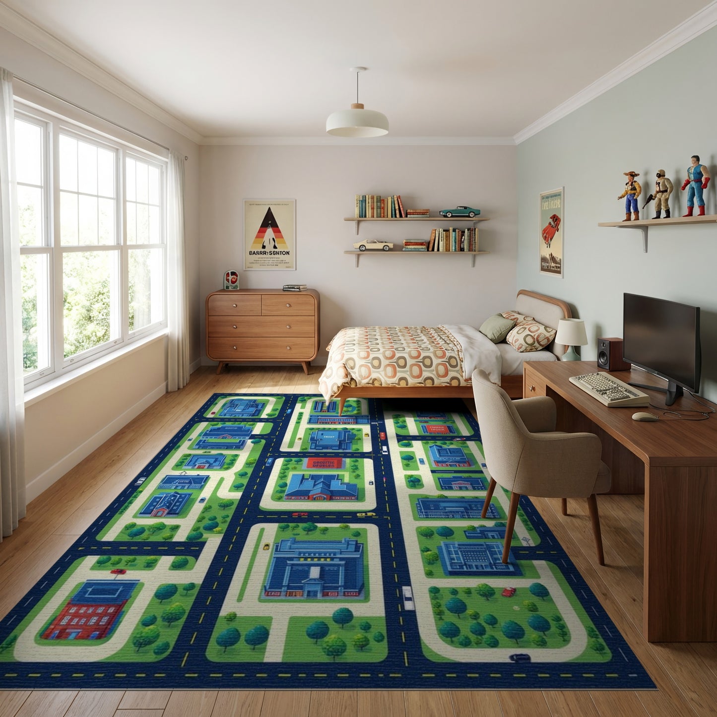 Whimsical City Streets Map Rug