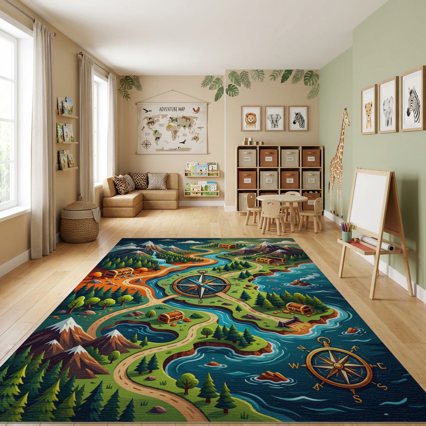 Whimsical Winding Trail Treasure Map Rug