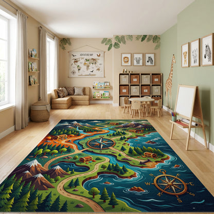 Whimsical Winding Trail Treasure Map Rug