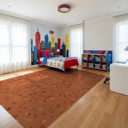 Burnt Orange Abstract Geometric Shapes Rug