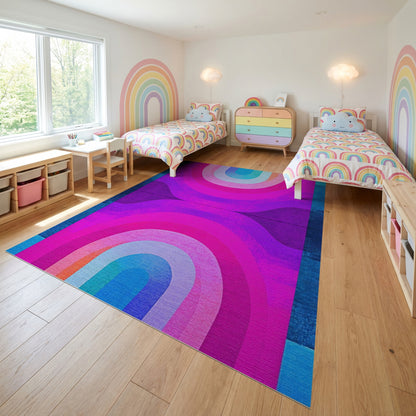 Vibrant Retro Concentric Arches Rug