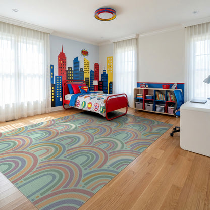 Pastel Overlapping Arches Whimsical Rug