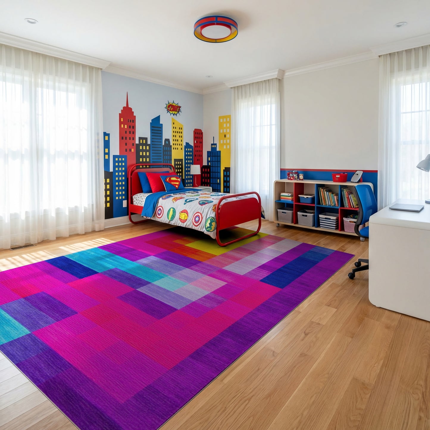 Vibrant Geometric Color Blocks Rug