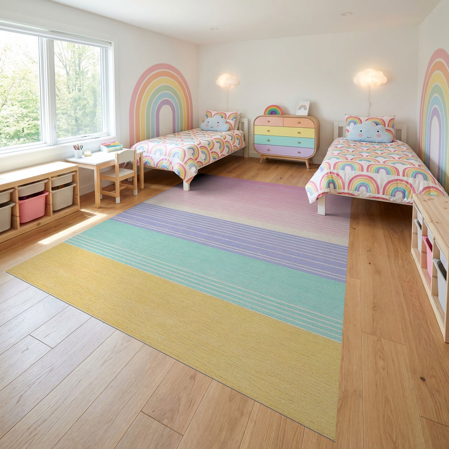 Pastel Ombre Horizontal Striped Rug