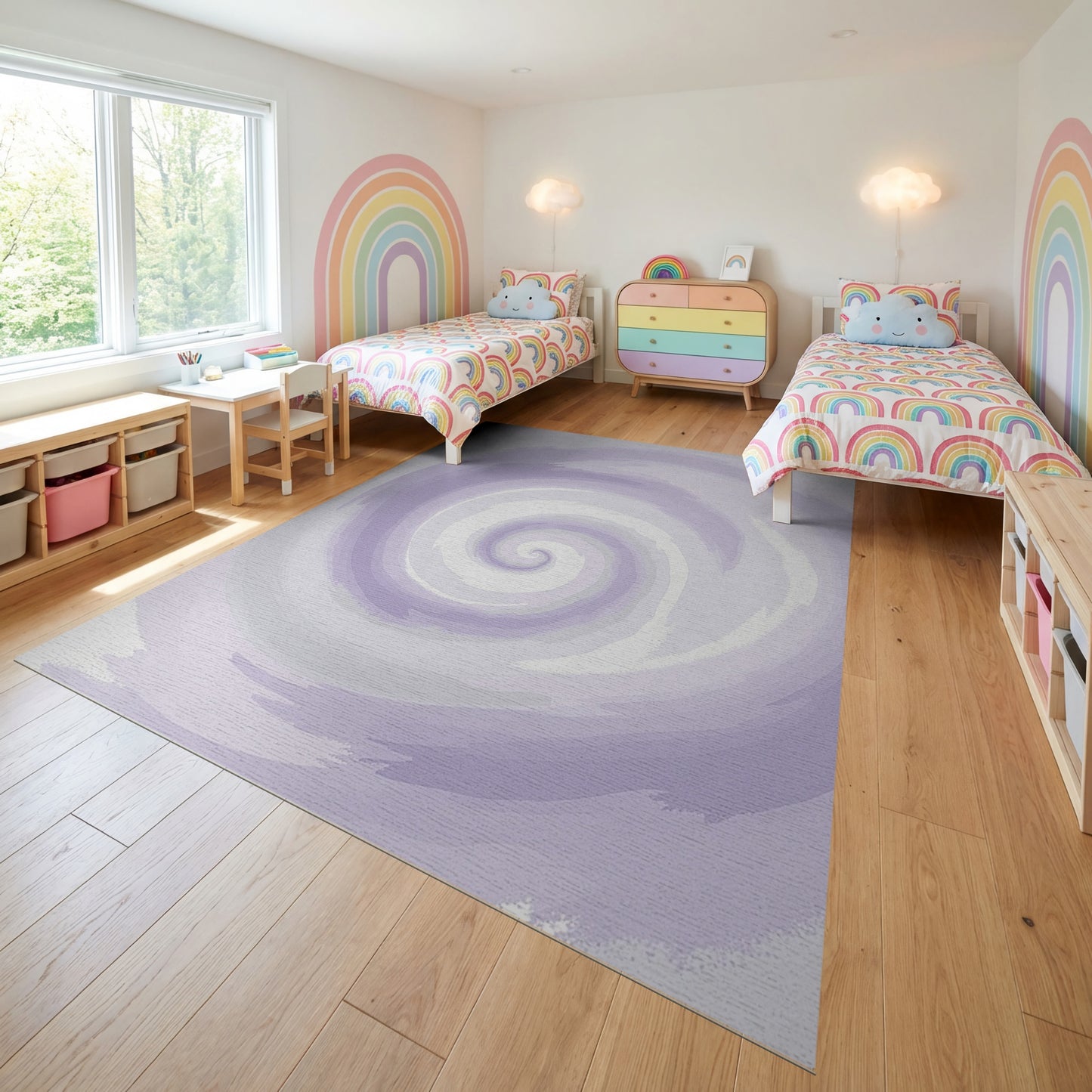 Hypnotic Purple Spiral Gradient Rug