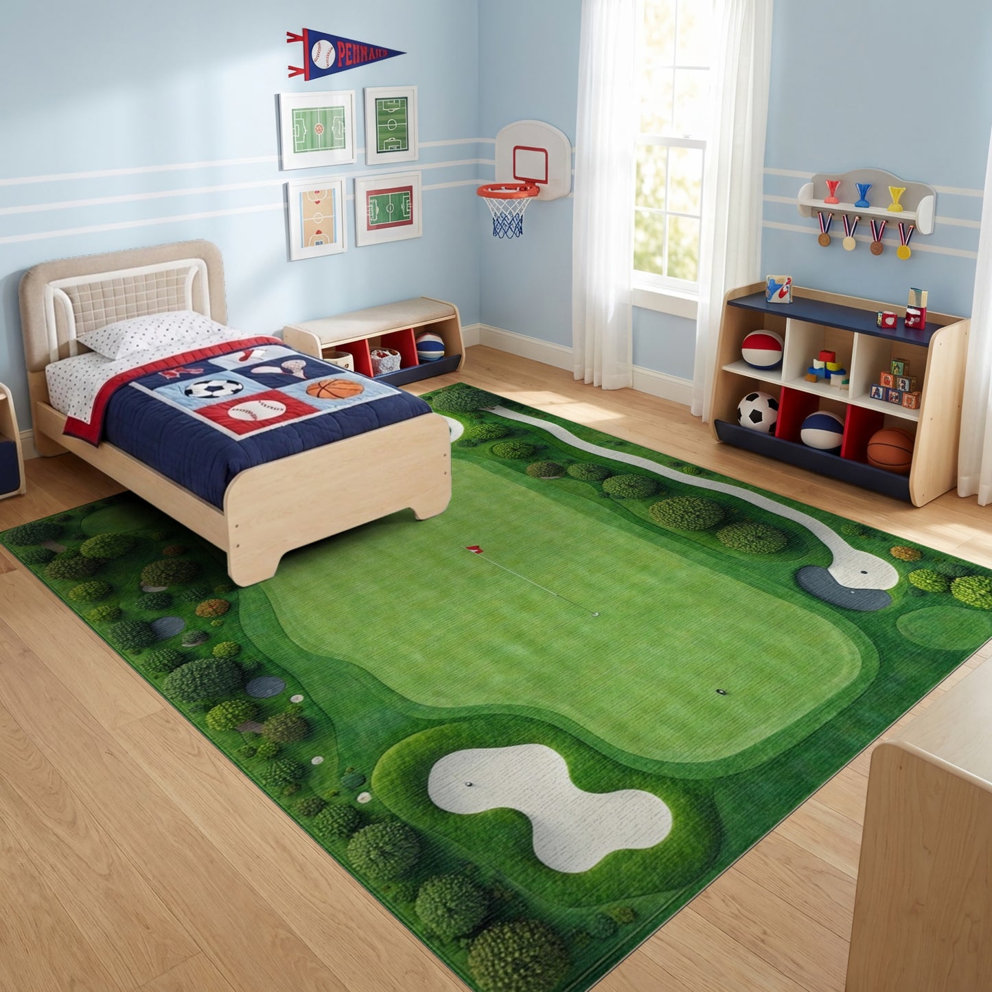 Aerial Lush Golf Course Rug