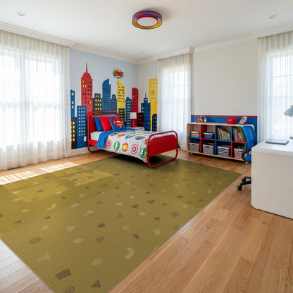Warm Tan Triangle Dot Geometric Rug