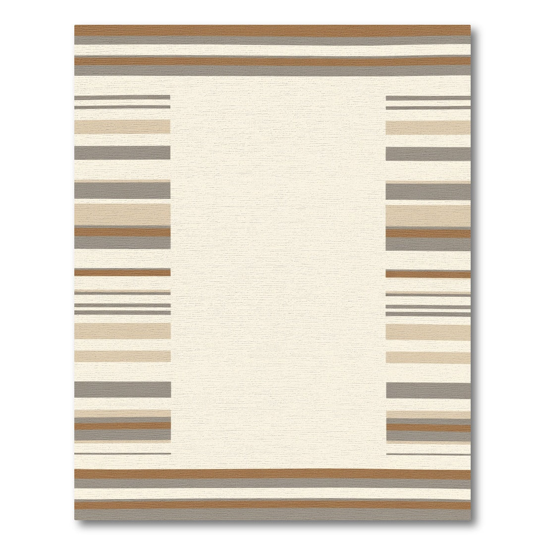 Neutral Earth Tones Striped Border Rug