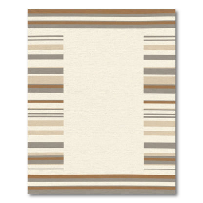 Neutral Earth Tones Striped Border Rug