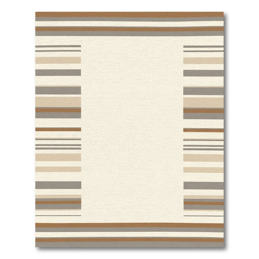 Neutral Earth Tones Striped Border Rug