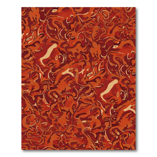 Fiery Auburn Abstract Swirls Rug
