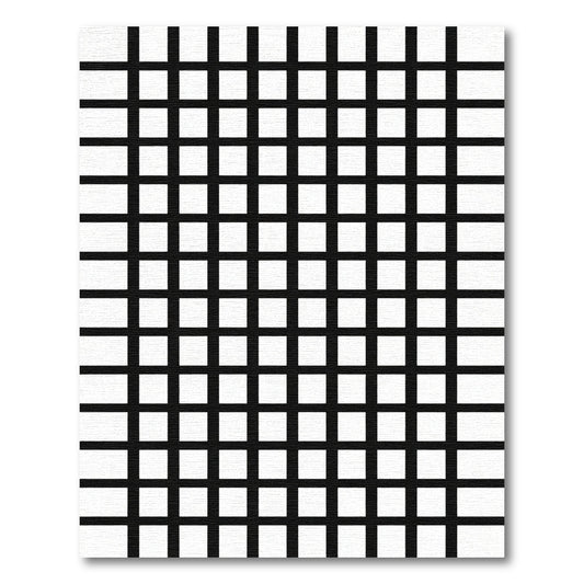 Modern Black White Grid Rug