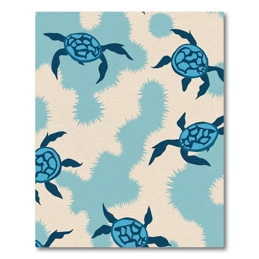 Ocean Blue Sea Turtle Aquatic Swirl Rug
