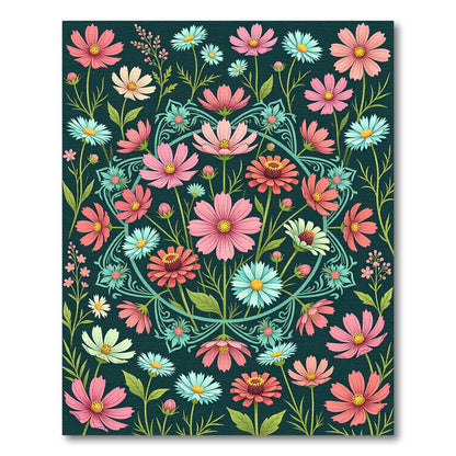 Dusky Teal Floral Medallion Meadow Rug