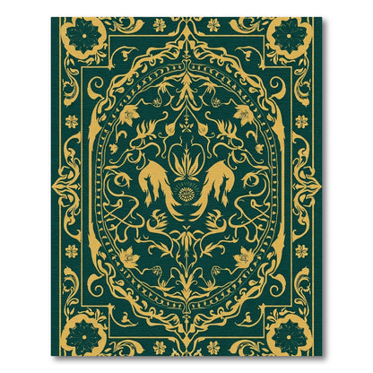 Emerald Gold Vintage Scroll Medallion Rug