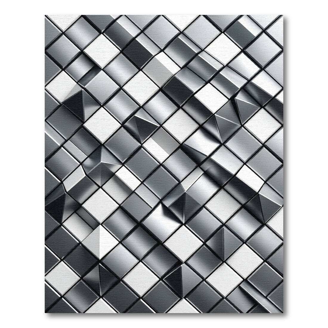 Geometric Metallic Diamond Arrangement Rug