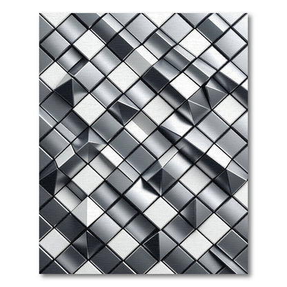 Geometric Metallic Diamond Arrangement Rug