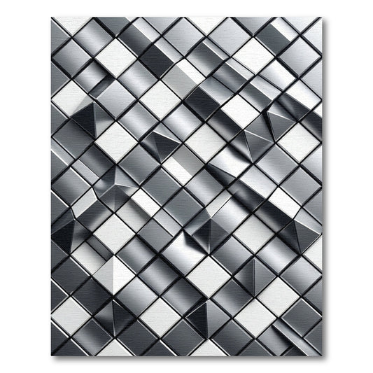 Geometric Metallic Diamond Arrangement Rug