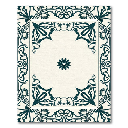 Deep Emerald Vintage Floral Frame Rug