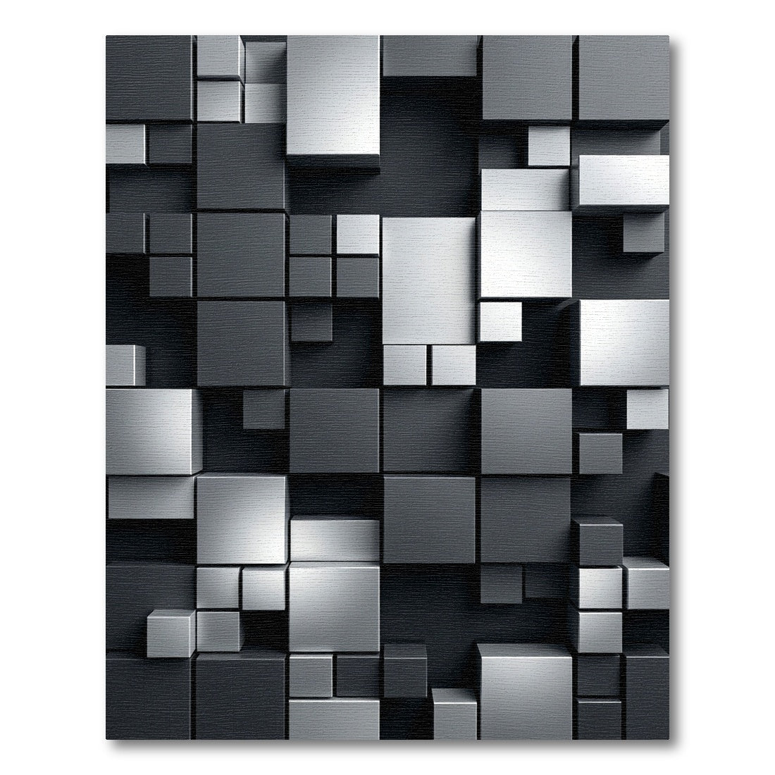 Monochrome Geometric Block 3D Abstract Rug