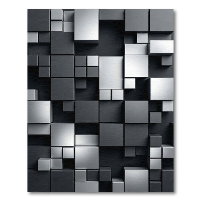 Monochrome Geometric Block 3D Abstract Rug