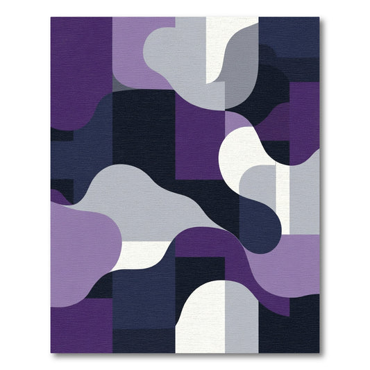 Purple Navy Abstract Waves Rug