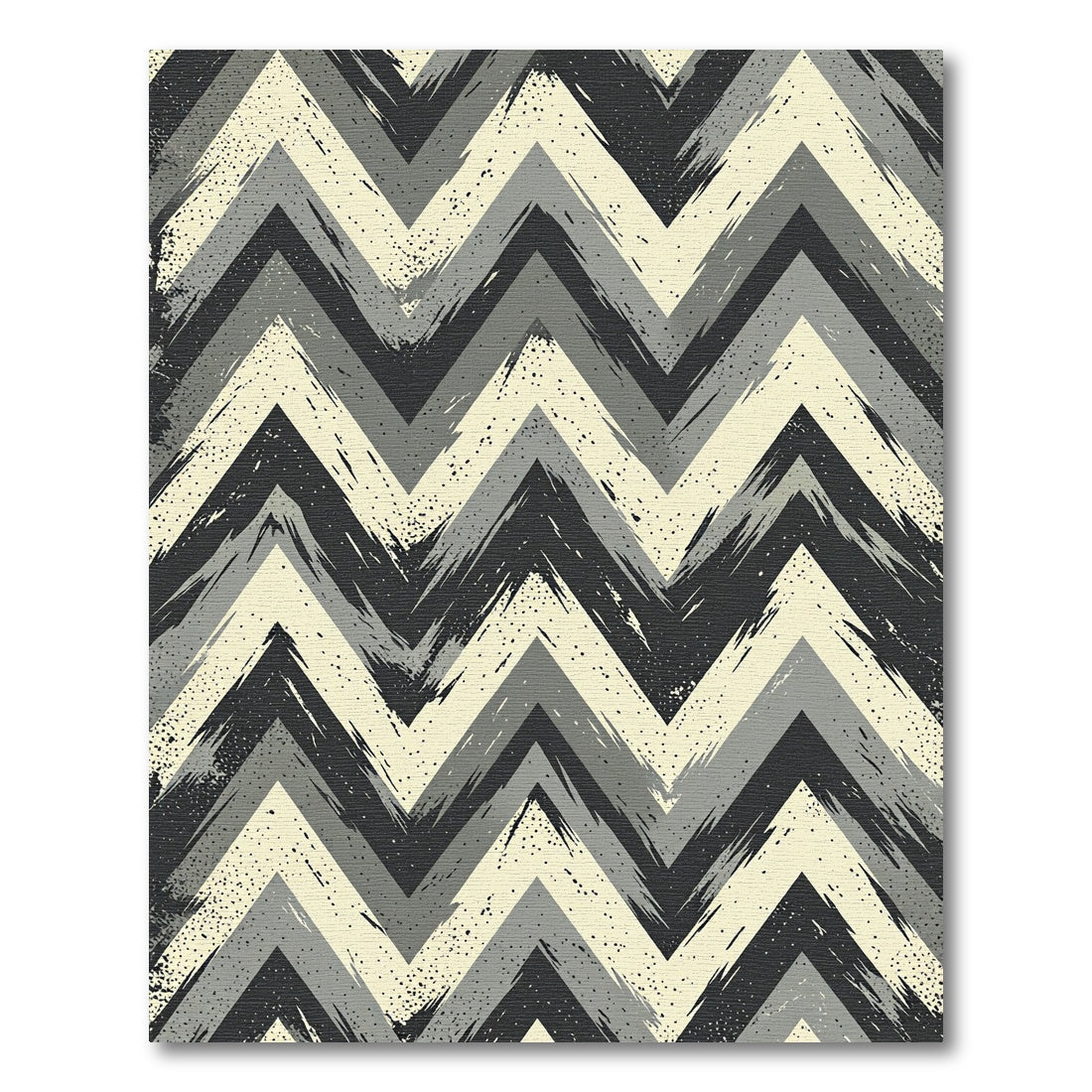 Modern Charcoal Gray Zigzag Chevron Rug