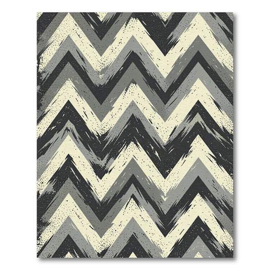 Modern Charcoal Gray Zigzag Chevron Rug