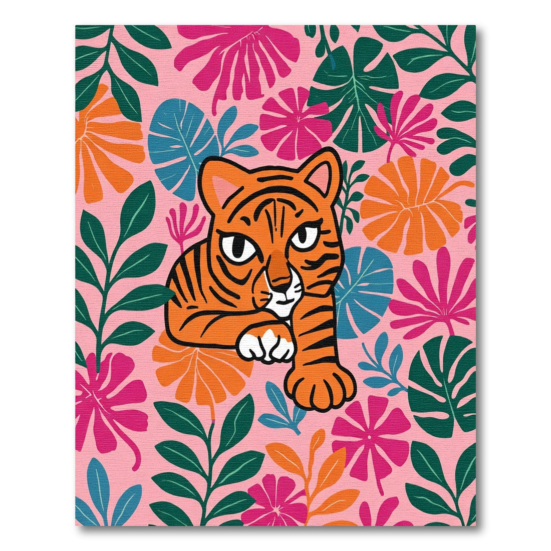 Joyful Tiger Floral Jungle Garden Rug