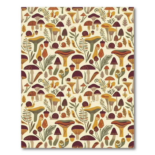 Whimsical Mushroom Fern Acorn Snail Rug