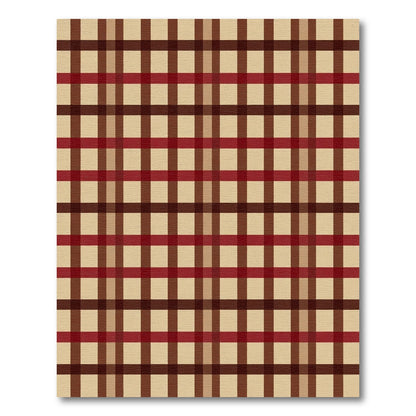 Rustic Red Brown Plaid Checkered Rug